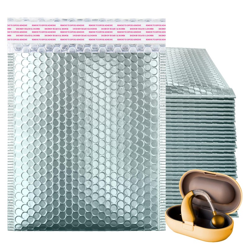 ABC PACK & SUPPLY Ice Blue Metallic Bubble Mailers, 9.5 x 13.5 Inches. Pack of 25 Metallic Bubble Envelope Mailer. Padded Envelopes Waterproof. Opaque Self Seal Mailers for Cosmetics - Image 1